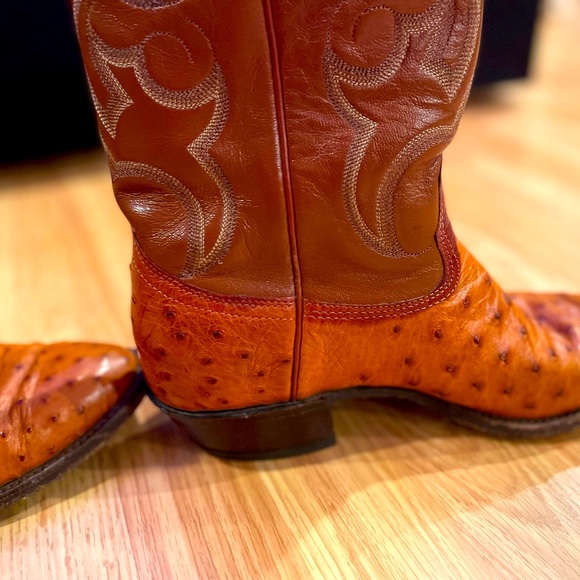 Nocona Genuine Exotic Full Quill Ostrich and Leather Men’s Cowboy Boots. - Picture 14 of 15